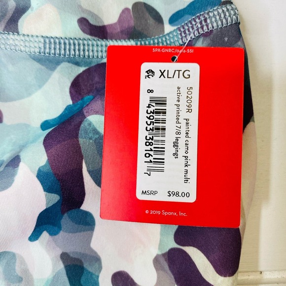 SPANX‎ Booty Boost Active Painted Camo Pink Multi Active Printed 7/8 Leggings XL - Picture 16 of 16